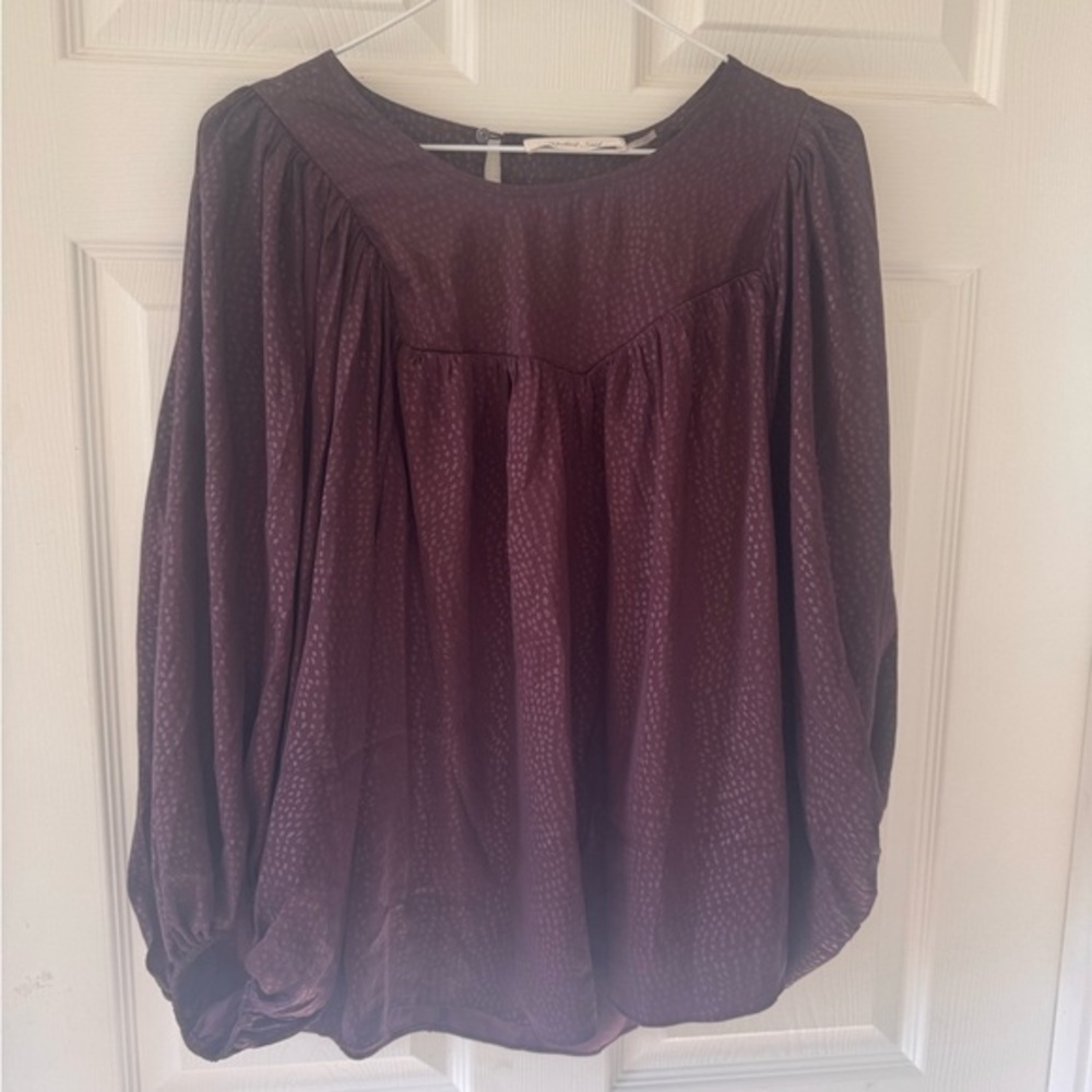 MUSTARD SEED‎ Deep purple Ballon Sleeve Top Sz Small!